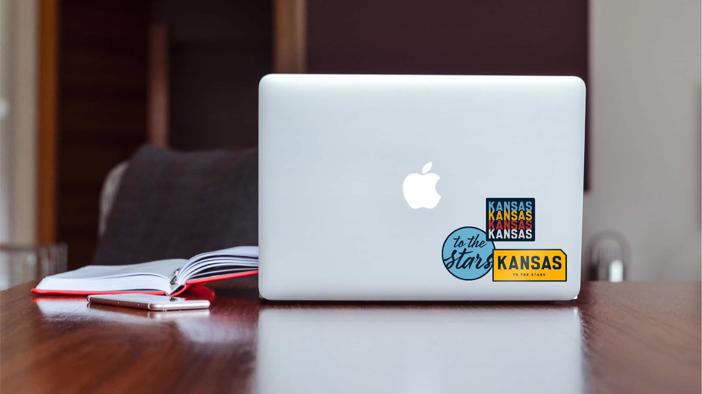 Kansas stickers on a laptop